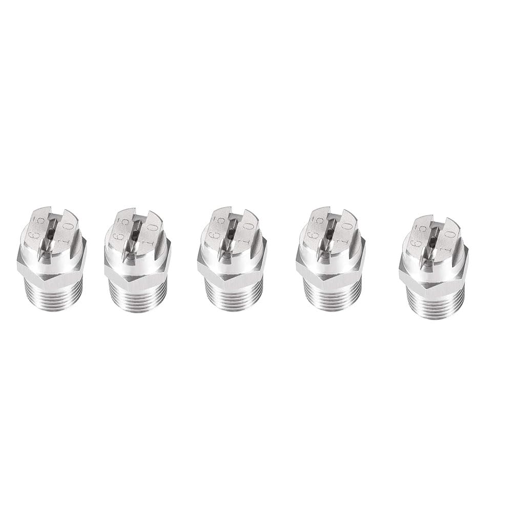 DMBAOD 5pcs Flat Fan Spray Tip,High Pressure Washer Spray Fan Nozzle Tip,Stainless Steel 1/8，1/4BSPT Spray Fan Washer Nozzle 45° 1/4 (hole diameter 1.1mm)