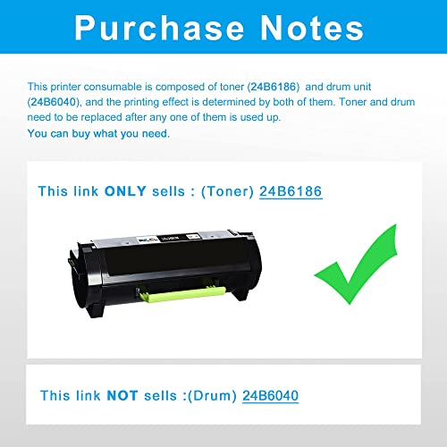 LCL 24B6186 16000 Pages Toner Cartridge Replacement for Lexmark 24B6186 Replacement for Lexmark M3150 XM3150 XM3150H (1 Black) - Image 2