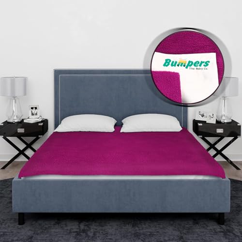 Image of Bumpers Waterproof Quick Dry Sheet for Baby|Bed Pad Extra Absorbent Washable Matress Protector|Baby Bed Protector Sheet for Toddler Children & Adult Double Bed, King Size (XXL, 260x200cm, Rani Pink)