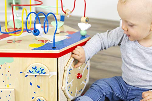 Wooden Activity Cube Xl Size By Small Foot – Classic 7-Sided Interactive Toy With Bead Maze, Puzzle, Shape Sorter, Clock & Wheels - Develops Kids Dexterity, Motor Skills – Age 12+ Months #TOP4