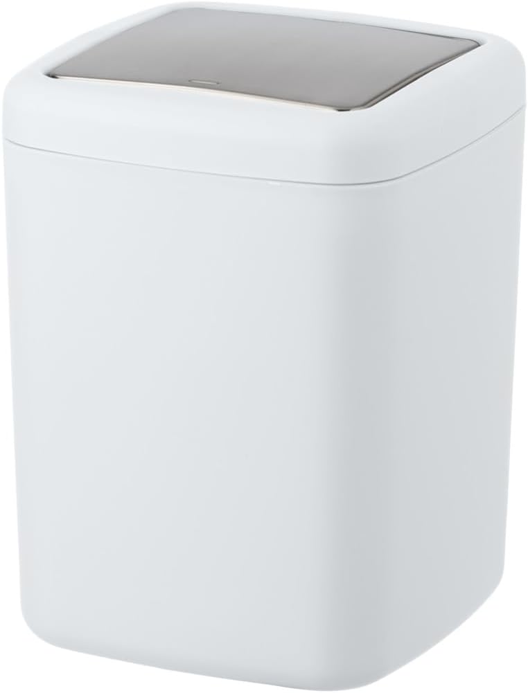 WENKO Barcelona S Swing Top Bin Taupe Cosmetic Bin Completely Shatterproof Capacity 3 L Plastic (TPE) 15 x 20 x 15 cm