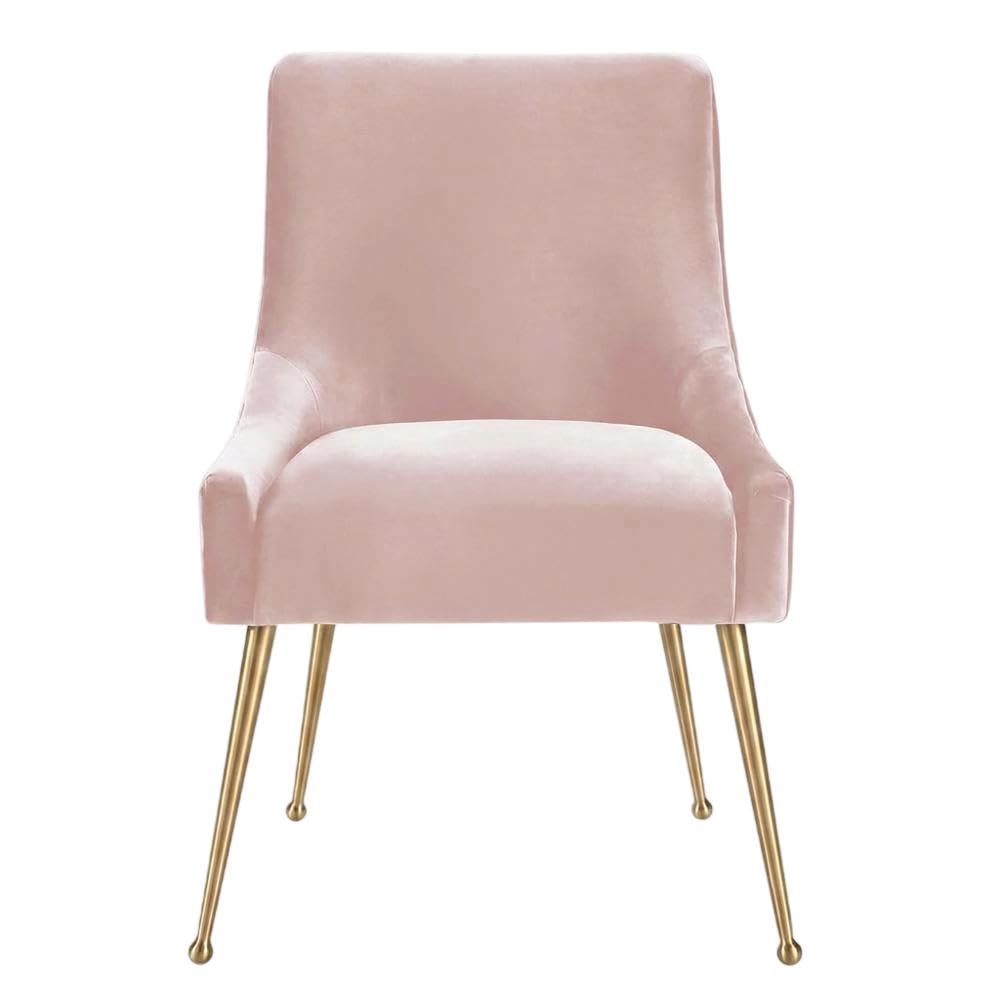 Velvet-Upholstered Side Chair with Gold Legs by Starlight Canyon Home – Velvet, Blush