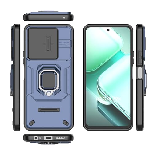 Image of Thermoplastic Polyurethane Camshield Pro Case With Slide Camera Protection And Ring Stand Bumper Back Case Cover For iQOO Z9X 5G (Blue)