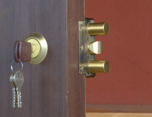 Image of Europa 8013AB Main Door Lock with Three Bolts; Common Reversible Latch Bolt for Inside /Outside Opening Doors. (AB) Antique Brass