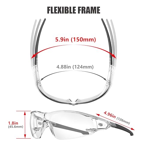 Image of HTS HUNTERSKY ANSI Z87.1 Anti-Fog Clear Safety Glasses Pickleball Youth Baseball Lab Chemistry Goggles Scratch Resistant
