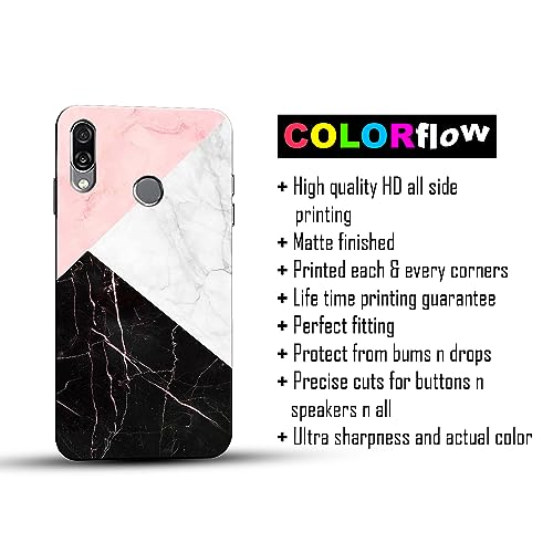 Image of COLORflow Back Cover Compatible with Honor Play | Beautiful Black White Pink Marble | Designer Printed Hard CASE Bumper Back Cover Compatible with Honor Play