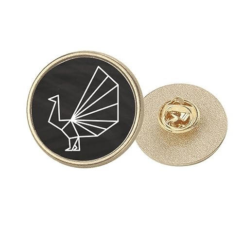 Broche paon doré Origa en métal rond taille M pour costume