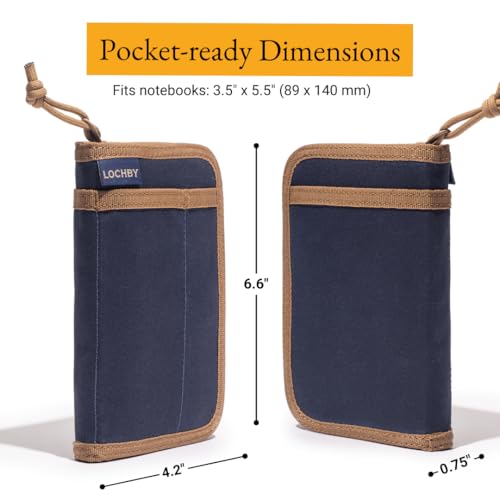 Image of LOCHBY Pocket Journal | Tomoe River 3.5 inch x 5.5 inch Notebook | Waxed Canvas | Ideal for Travelers & Daily Use, Fits Field Notes, Moleskine Cahier