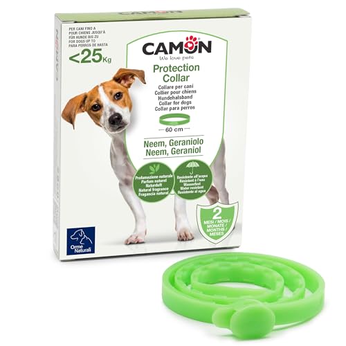 CAMON | Collare Barriera per Cane Olio di Neem, Rilascia Un Gradevole Odore, Resistente all'Acqua, Protezione per Circa 2 Mesi, 60cm
