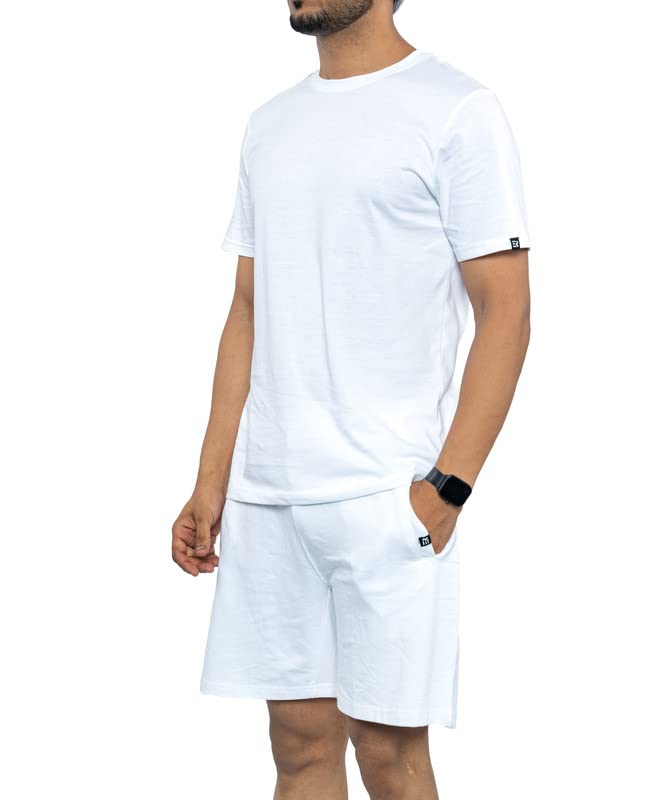 Image of EK RAG' Unisex Tie and dye & Solid Colours Half Sleeves Co - ords Set : Half Sleeve T-Shirt + Shorts Tie dye & Solid Colours For Men & Women