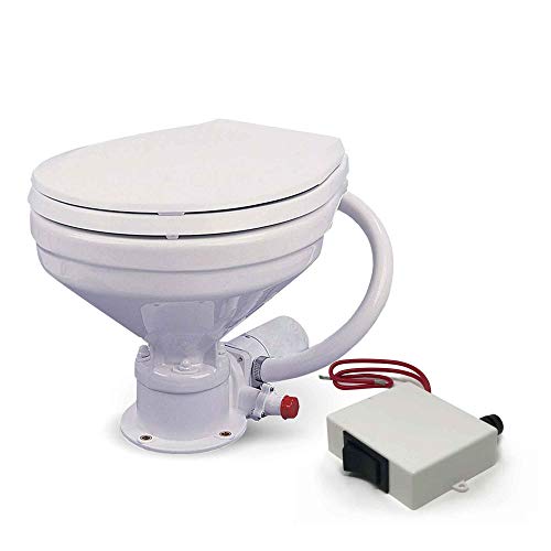 TMC Marine Electric Toilet Small Bowl with Macerator Pump for Boats and RVs