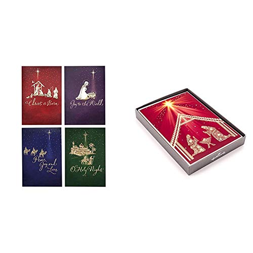Image Arts Religious Boxed Christmas Cards Assortment (4 Designs, 24 Christmas Cards with Envelopes) & Hallmark Religious Boxed Christmas Cards, Nativity Scene (16 Christmas Cards and 17 Envelopes)