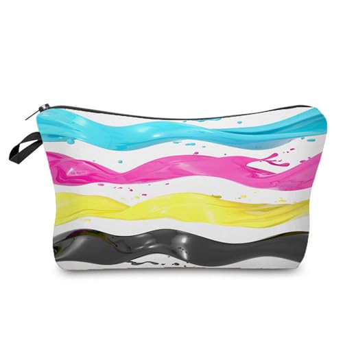 Neceser Maquillaje Rayas De Color Portátiles Neceser Pequeño con Cremallera,Bolsa Maquillaje para Mujer,Monedero Pequeño Impresa
