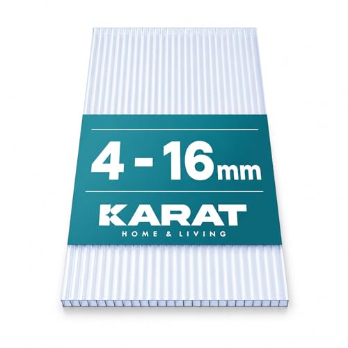 Karat Plancha alveolar para invernadero, alta maleabilidad, 60,5 x 121 cm, de policarbonato, 3 unidades, 6 mm, transparentes