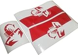 Sticker Side Scorpion Stripe + Rear Scorpion Fits Fiat Abarth 500 595 - Sticker/Decal Bonnet Racing Stripe Sport Graphic (White)