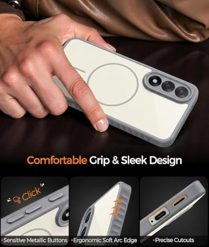 Image of VONZEE Matte Magnetic Case Compatible for OnePlus Nord 5 5G Wireless Charging Shockproof Anti-Scratch TPU PC Slim Fit Full Protection Phone Cover for OnePlus Nord 5 5G-Grey