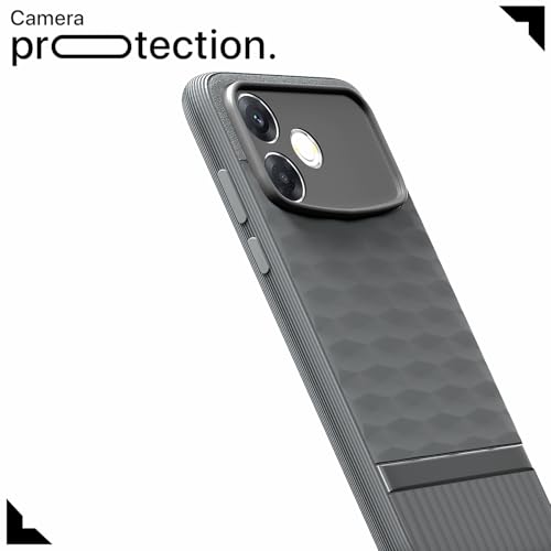 Image of Pikkme Back Cover for Oppo F33 Pro 5G Camera Protection 3D Hexa Cube Design Silicone Protective Bumper Case (Grey)