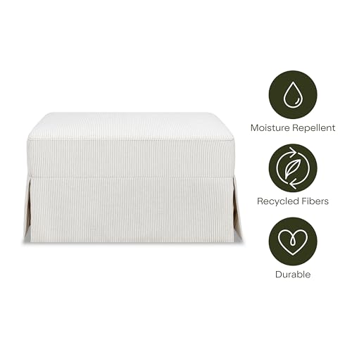 Image of Namesake Crawford Gliding Ottoman in Fog Chatham Stripe Performance Eco-Weave, Water Repellent, Greenguard Gold & CertiPUR-US Certified