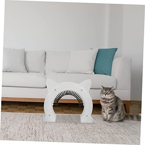 Puerta para gatos con cepillo de aseo integrado en plástico ABS blanco para interior 5