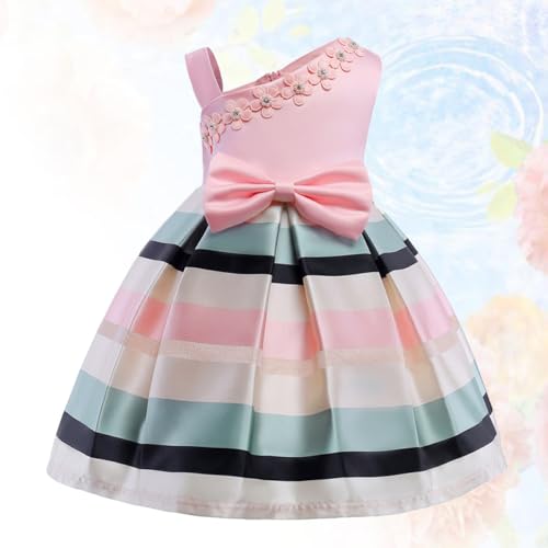 Vestido infantil rosa de rayas horizontales para tardes de parque y cumpleaños 5