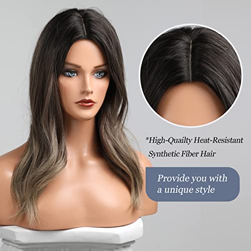 HAIRCUBE Parrucche ricci lunghi Ombre da grigio a