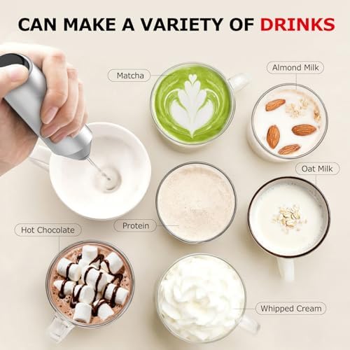 Bonsenkitchen Milk Frother with Stand for Coffee, Battery Operated Frother - 4