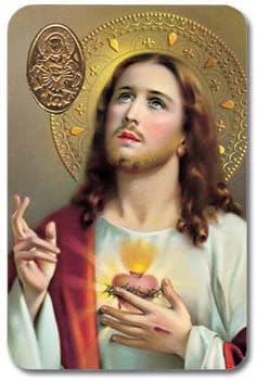 Sherman Sagrado Corazón de Jesús Laminada Tarjeta Santa de Oración Católica con Medalla y Oración en la Espalda