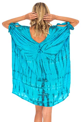 SHU-SHI Womens Beach Cover Up Loose Kaftan Tunic Dress Poncho Top Tie Dye4