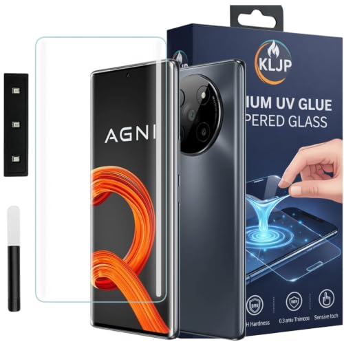Image of Advanced HD+ UV Tempered Glass Screen Protector For Lava Agni 2 (Pack of 1) Full Adhesive UV Curved Screen Protector Case Friendly HD Clarity with installation kit