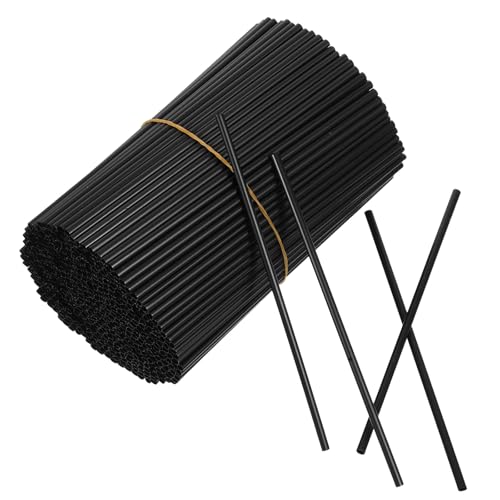 1000 pitillos desechables negros rectos 13 cm plástico miniatura 1