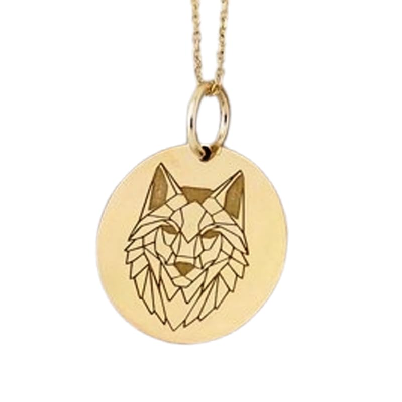 Collier loup en argent 925 plaqué or, le bijou gravé durable qui ne noirçit pas