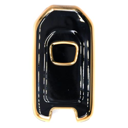 Image of KMH TPU Gold Car Smart Key Cover Compatible for Honda City, Civic, Jazz, Amaze, CR-V, WR-V, BR-V 3 Push Button Smart Key Shell Case Holder, Key Protecter (Black Gold) Pack of 1