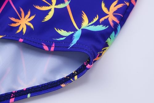 Image of Akokvlar Girl One Piece Swimsuit Rainbow Mermaid Bathing Suit Floral Swimwear