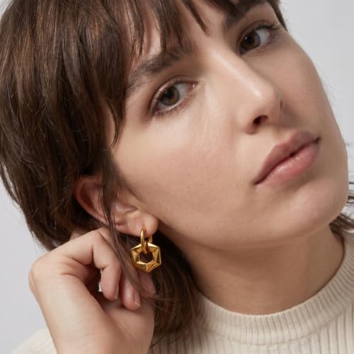 Image of PALMONAS Shraddha Kapoor Star Constellation 18K Gold Plated Hexagon Drop Earrings for Women - Waterproof, Anti-Tarnish, Gift for Women & Girls