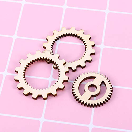 PRETYZOOM 40pcs Gear Shape Wood Cutouts Unfinished Gear Wheel Wooden Pieces Mini Hollow Wood Gear Shape Cutouts for DIY Painting Home Party Decorations - Image 4