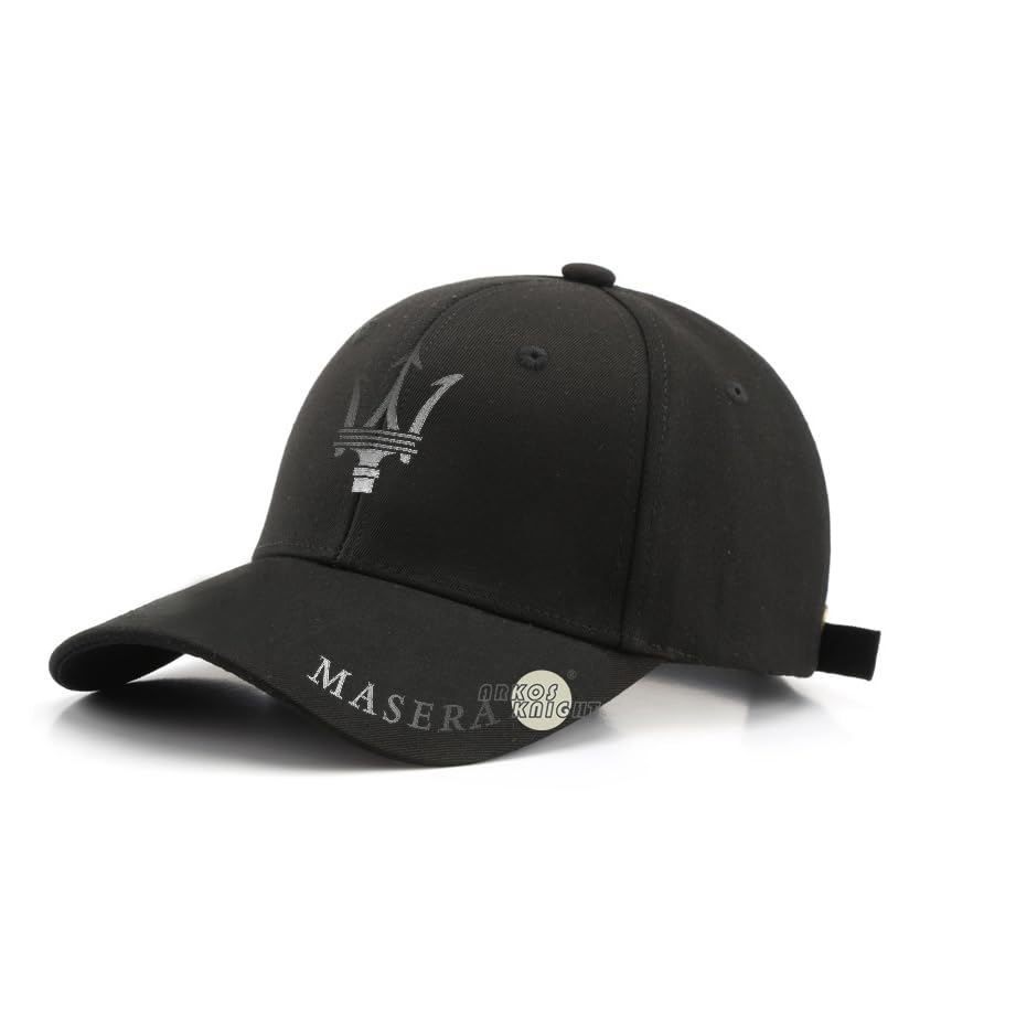 Adjustable Embroidered Trucker Baseball Cap with Racing Motor Logo for Fashion Street Dancing Sports and Travel--Black