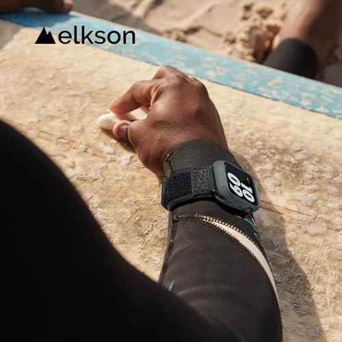 elkson アップルウォッチ カバー Apple Watch 46mm 42mm 45mm 44mm 41mm 40mm用, 頑丈なバンパー ケース Apple Watch SE iWatch Series 10 9 8 7 6 SE 用 スポーツミリタリー保護ケース プロテクター 落下防止 耐衝撃 (ブラック, 41mm)