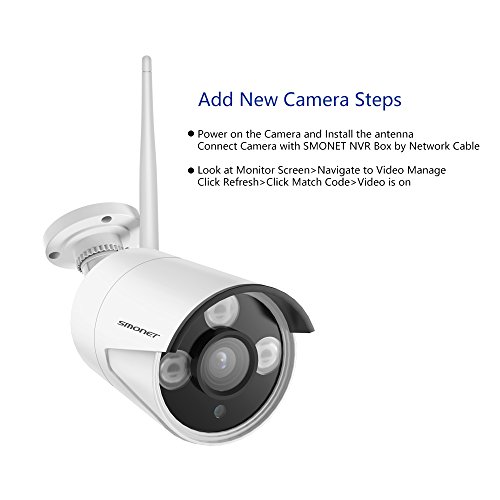 SMONET 960P Surveillance CCTV Waterproof Outdoor Indoor Bullet Camera with 4mm Lens High Resolution IR Cut 65Ft Night Vision,3pcs Array LED Light and Bracket, No Power Adapter