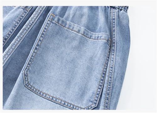 Men's Retro Drawstring Jeans Summer Thin Elastic Waist Casual Jeans4