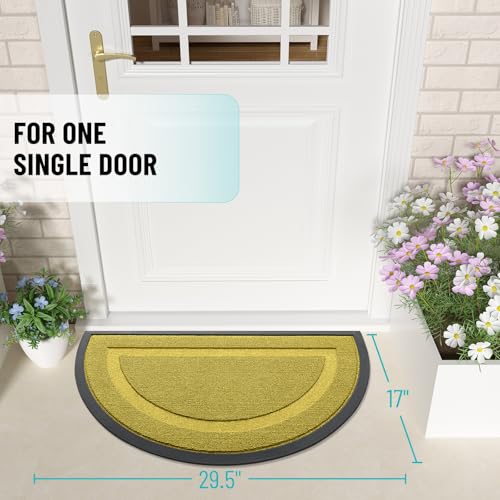Image of OLANLY Half Circle Door Mat Indoor Outdoor Entrance Welcome, Waterproof All-Season, All-Weather Doormat, Sturdy Natural Rubber, Low Profile, Easy Clean Patio Porch Entryway Mat, 29.5x17, Lime Green