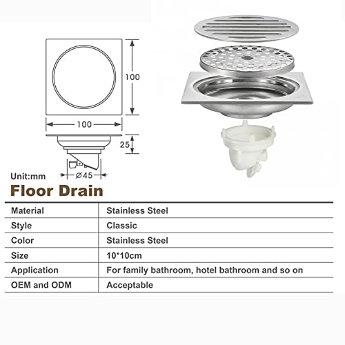 Siphon de sol pour cuisine et douche italienne en acier inoxydable