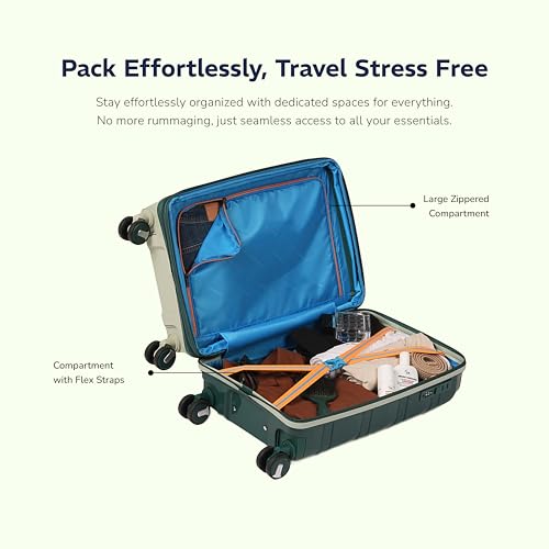 Image of Provogue Azure Hard-Sided PP 75 Cm Check-in Large Size Luggage Suitcase | Expandable Space with 8 Wheels Trolley Bags for Travel | Combination Lock | 5 Year Warranty (Laurel Green /Hunter Green)