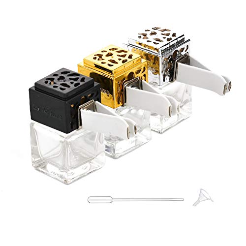 3 Pcs Car Air Freshener Vent Clip Essential Oil Diffuser Vent Clip Empty Glass Bottle With Clip Car Air Vent Fragrance Aromatherapy Scented Diffuser Bottle Auto Ornament Decors (Hollow Out) #TOP9