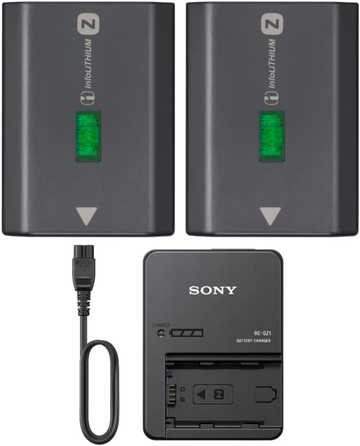 Sony NP-FZ100 Charging Bundle for a7 and a9 Series Cameras (Includes 2 Sony Original NPFZ100 Batteries & BCQZ1 Charger)
