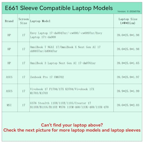 Image of Smatree Laptop Sleeve for 17.3 inch HP Envy 17 /17t, HP OmniBook 7 /3 /OmniBook X Next Gen AI 17, for ASUS Zenbook 17 /Pro 17 /Vivobook, for MSI Stealth /Creator, Protective Laptop Case with Pocket (E661)