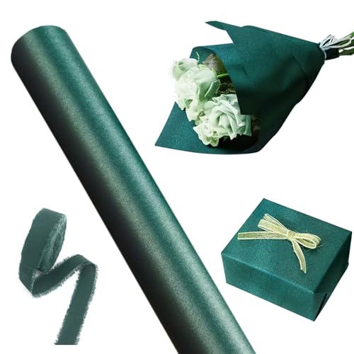 Dunkelgrünfarbenes Doppelseitiges Geschenkpapier - 43 cm x 10 m Dunkelgrün mattes Geschenkpapier, einfarbiges Perlglanzpapier, für Hochzeits Geburtstags Babyparty Party Festivalgeschenk dekorationen