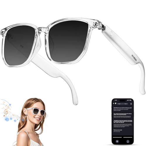 AI Smart Glasses with Chat GPT,Bluetooth Glasses with 150+ Translation,Smart Glasses for Men&Women,Multifunctional Bluetooth Glasses for Men(White)