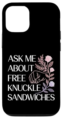 Ask Me About Free Knuckle Sandwiches ����ȏ�k |- �X�}�z�P�[�X iPhone 12/12 Pro �p