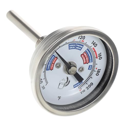 GANAZONO Termometro per Vino in Acciaio Resistente con Lettura Precisa Design Filettato Bimetallico Assiale per Fermentazione e Varie Bottiglie Vino