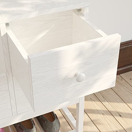Ironck Storage Bench, Entryway Shoe Bench With Flip Top Storage Space And 2 Drawers, Holds Up To 330Lb Shoe Rack With Removable Seat Cushion And Shoehorn For Entryway/Hallway(39.4In, White) #TOP3